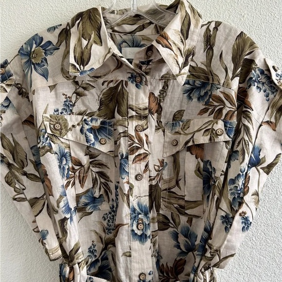 Zimmermann Aliane Floral Belted Linen Romper NWT - Picture 5 of 7